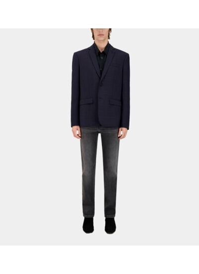 Veste De Costume Prince De Galles Bleu Marine En Laine Homme
