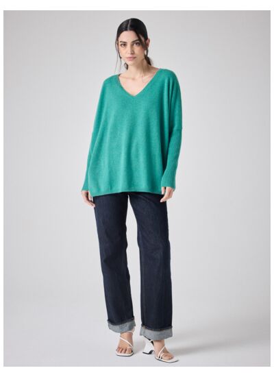 Pull poncho cachemire Faustine DEEP MINT