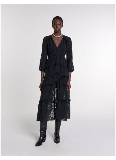 Robe longue volantée à motif