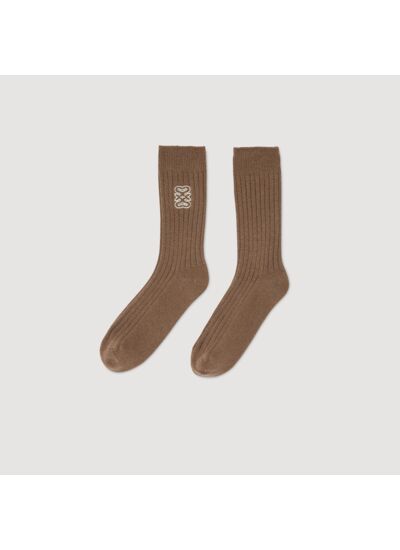 Chaussettes brodées en cachemire