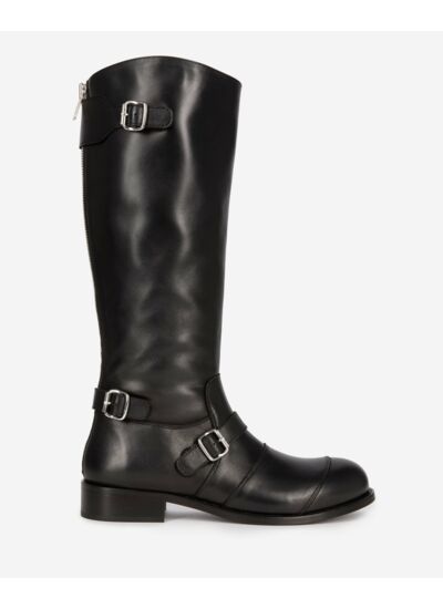 Bottes À Boucles En Cuir Noir