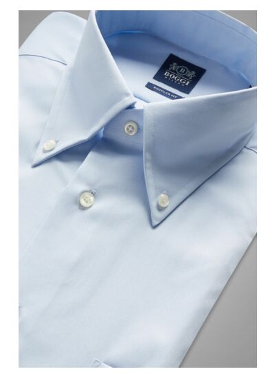 Chemise Bleu Clair En Coton Pinpoint Coupe Droite