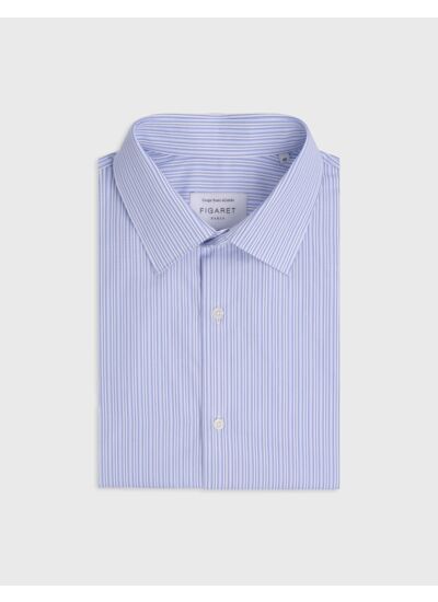 Chemise semi-ajustée rayée bleue