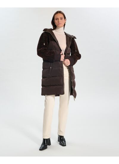 Manteau Meyera Chocolat en Polyester