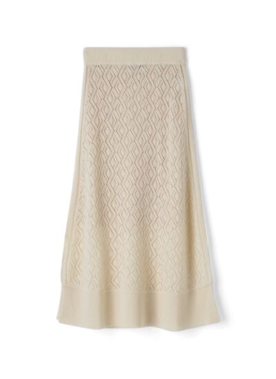 Jupe longue évasée pointelle - Femme - NATUREL