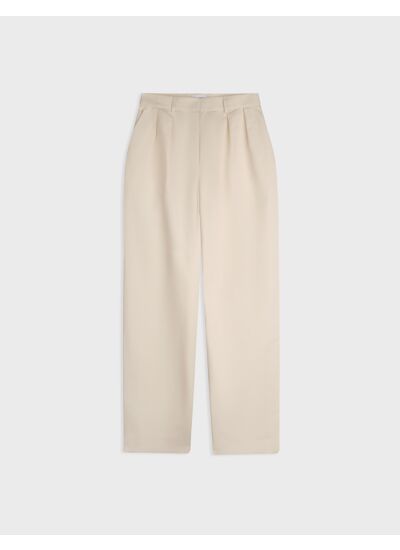Pantalon Lyzie en coton et lin écru