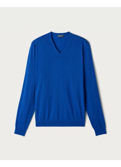 Pull col V ultrafin - Homme - BLEU VERONIQUE