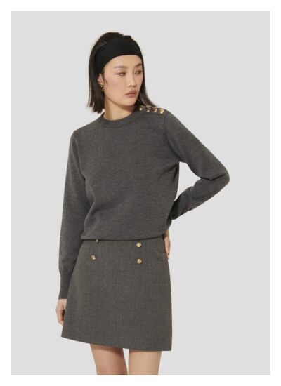 Pull Prunette-Gris Chine en Polyester