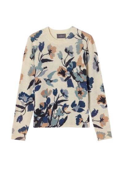 Pull col rond imprimé - Femme - NATUREL