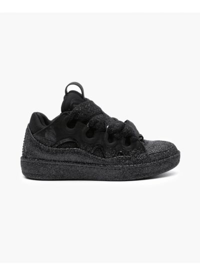 Lanvin Leather Curb Sneaker Strass Black