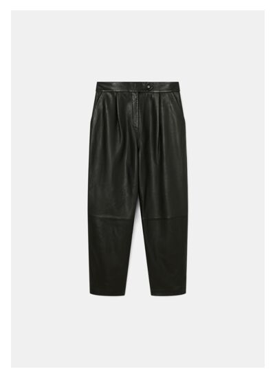 Pantalon Paaso-Noir en Cuir De Veau