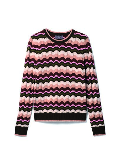 Pull col rond à rayures chevron - Femme - AVOINE