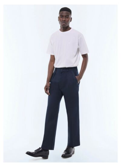 Chino droit à pinces en twill de coton
