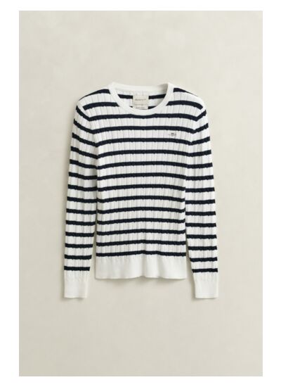 Striped Stretch Cotton Cable Knit C