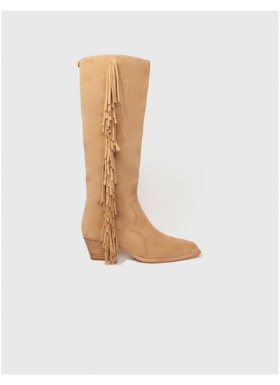 Bottes western en suède à franges