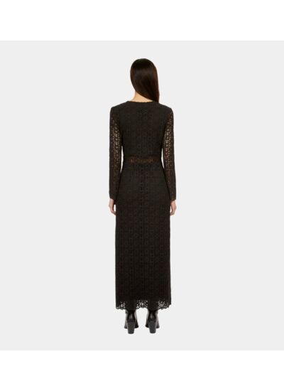 Robe Longue Noire En Guipure Femme