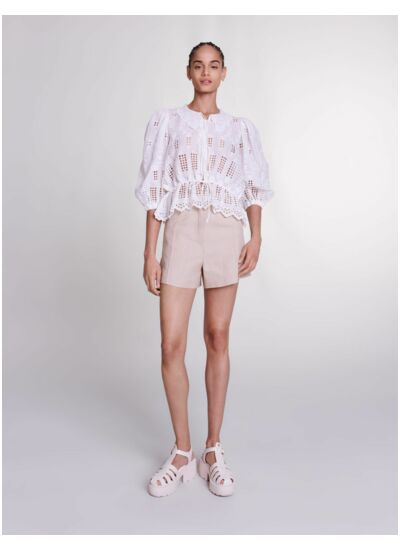 Blouse brodée en ramie