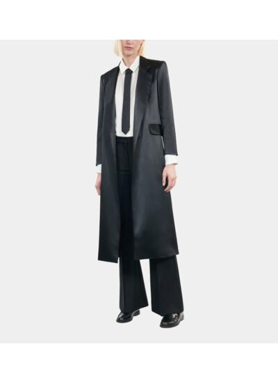 Manteau The Kooples X Carolina Ritzler En Satin Noir Femme