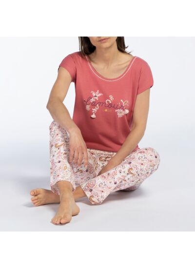 Pyjama femme HISTOIRE rose/imprimé
