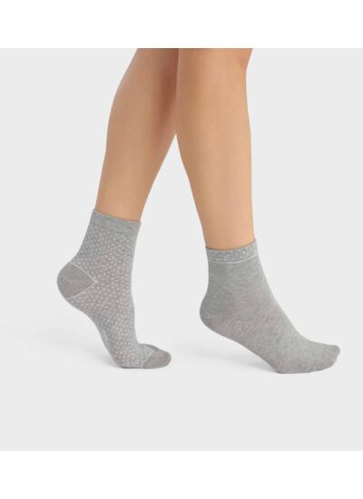 Lot de 2 paires de chaussettes femme en coton bio à pois Gris Dim Good