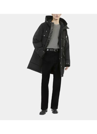Parka À Capuche Noire Homme