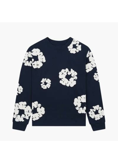Denim Tears T-Shirt Manches Longues The Cotton Wreath Bleu Marine
