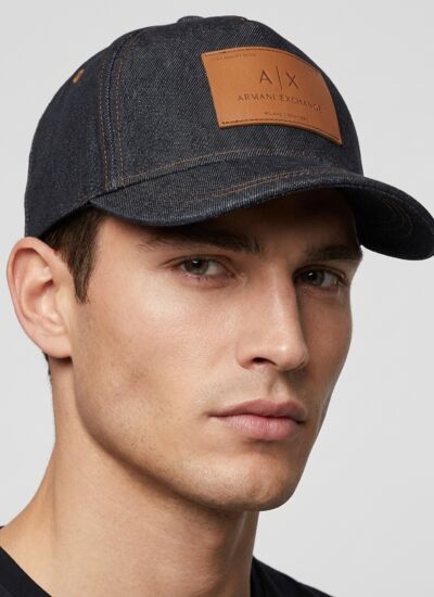 Armani exchange Casquette de baseball homme en jean bleu