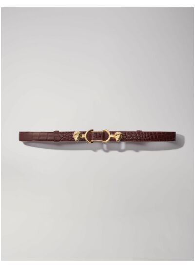 Ceinture fine en cuir à mors lion