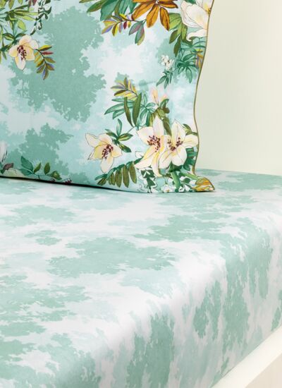 Yves Delorme - Drap housse en satin bleu, Panorama