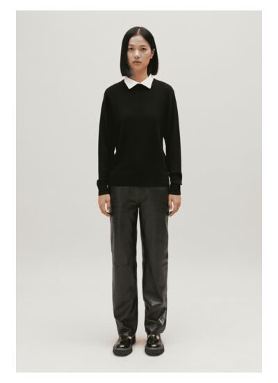 Pull laine col montant noir