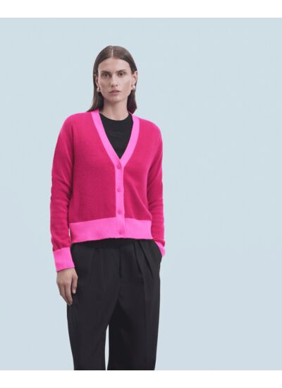 Pull Cardigan Bicolore Léger