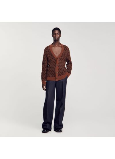 Cardigan jacquard square cross