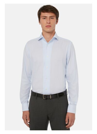 Chemise Bleu Clair En Coton Dobby Regular Fit