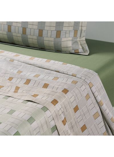 BOSS Home - Drap plat en satin de coton vert, Manifesto