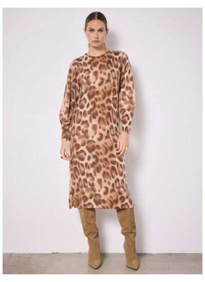 Robe cachemire Loanne LEOPARD