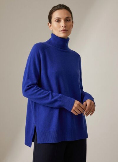 Bompard Pull col roulé ample - femme - bleu atlantide