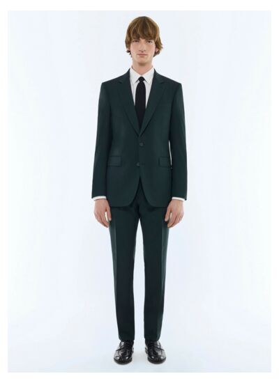 Costume ajusté en toile de laine unie