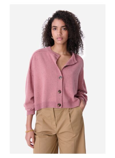 Cardigan Douve Coton ajouré et fleurs brodées