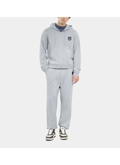 Sweatshirt À Capuche Blason Gris Homme