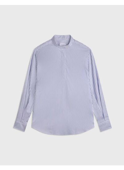 Chemise popover Laure gorge cachée rayée bleue