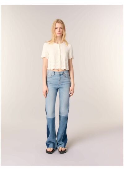 Cardigan en maille pointelle perlée