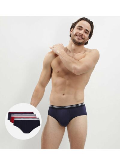 Lot de 3 slips rouge et bleu pour homme Classic Colors