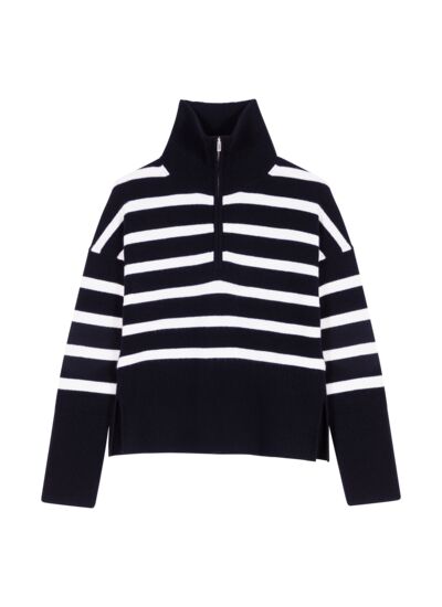 Pull à col montant imprimé rayures