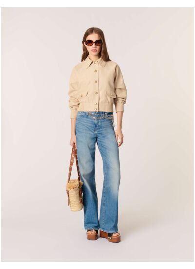 Blouson bomber en lin et coton