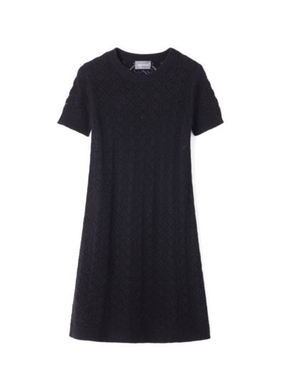 Robe courte pointelle  - Femme - NOIR