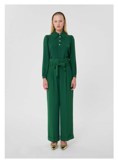 Pantalon Pia-Vert en Polyester