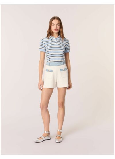 Short en maille et galons denim