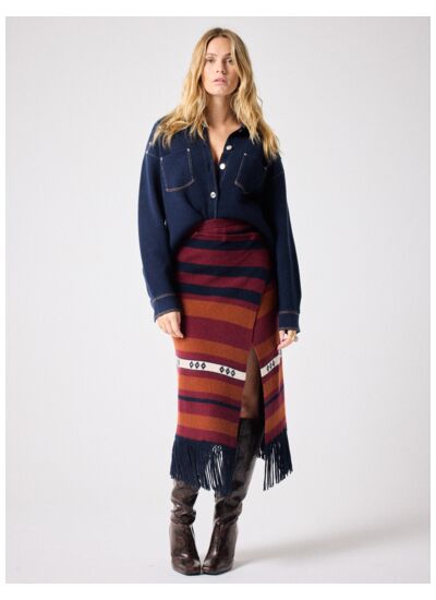 Jupe cachemire Lya POURPRE/ACAJOU