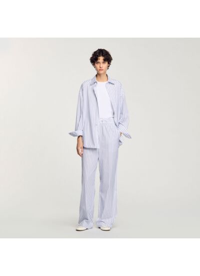 Pantalon à rayures strassé