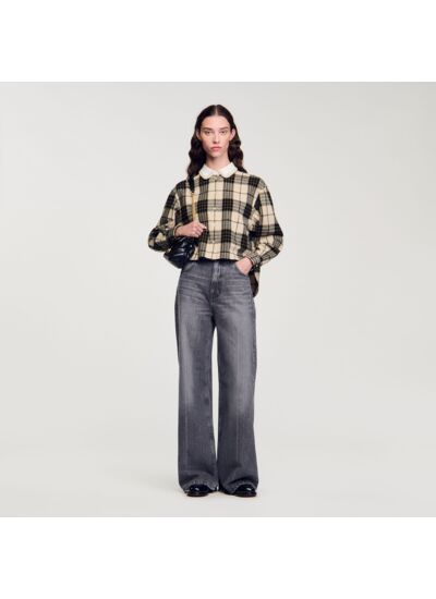 Chemise à carreaux et col bijou